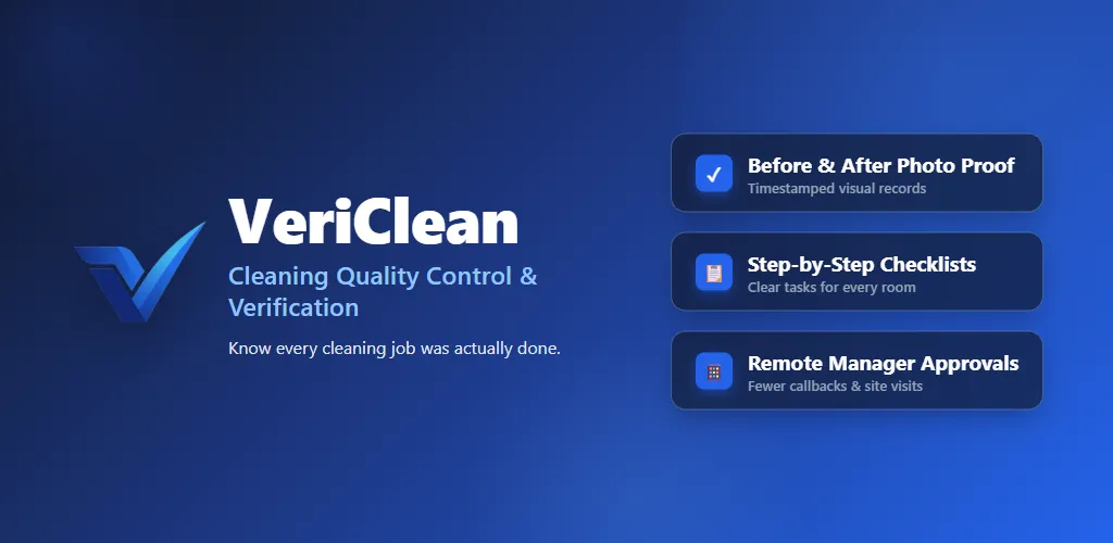 VeriClean Feature Graphic — Mobile App & AI Quality Verification Platform